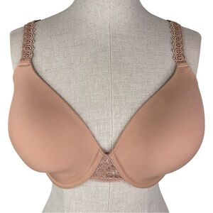 Wacoal Level Up Chantilly Lace Contour Bra sz 34G * T-Shirt Bra Beige Tan Nude
